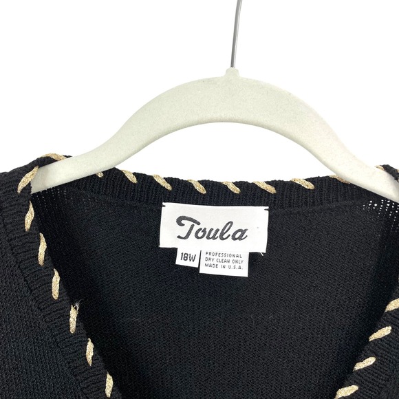 Toula Santana knit metal lion head button up blazer cardigan Size 18W black gold - Picture 3 of 7